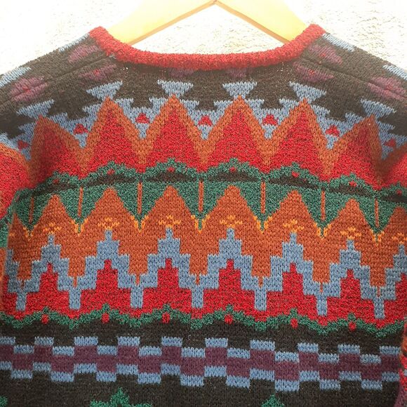 Le Moda Women Sz M Aztec Southwestern Multicolor Cardigan Sweater Button Up - Picture 8 of 9